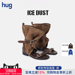 【ICE DUST】hug 2026做旧擦色堆堆凉靴短筒一字带凉鞋icedust