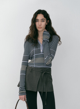 【NO DIRECTION+ 】hug 2026早春新款彩条连帽打底衫