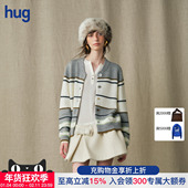 MARCHEN hug 2025秋冬新款 条纹长袖 草稿本针织开衫