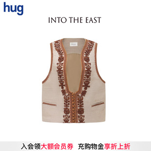 INTO 2025秋冬新款 THE hug 棕色钉珠U领马甲 EAST