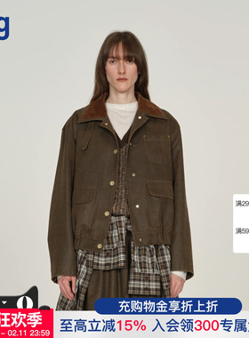 【ICEDUST】hug 2025做旧拼色翻领短款夹克美式复古外套icedust