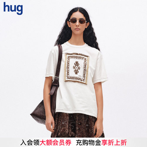 ICEDUST方形流苏边刺绣短袖T恤