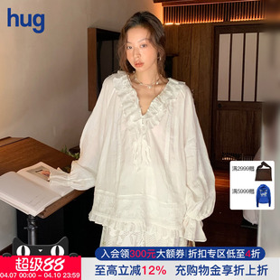 hug ICE DUST 荷叶蕾丝边衬衫 2026早春新款