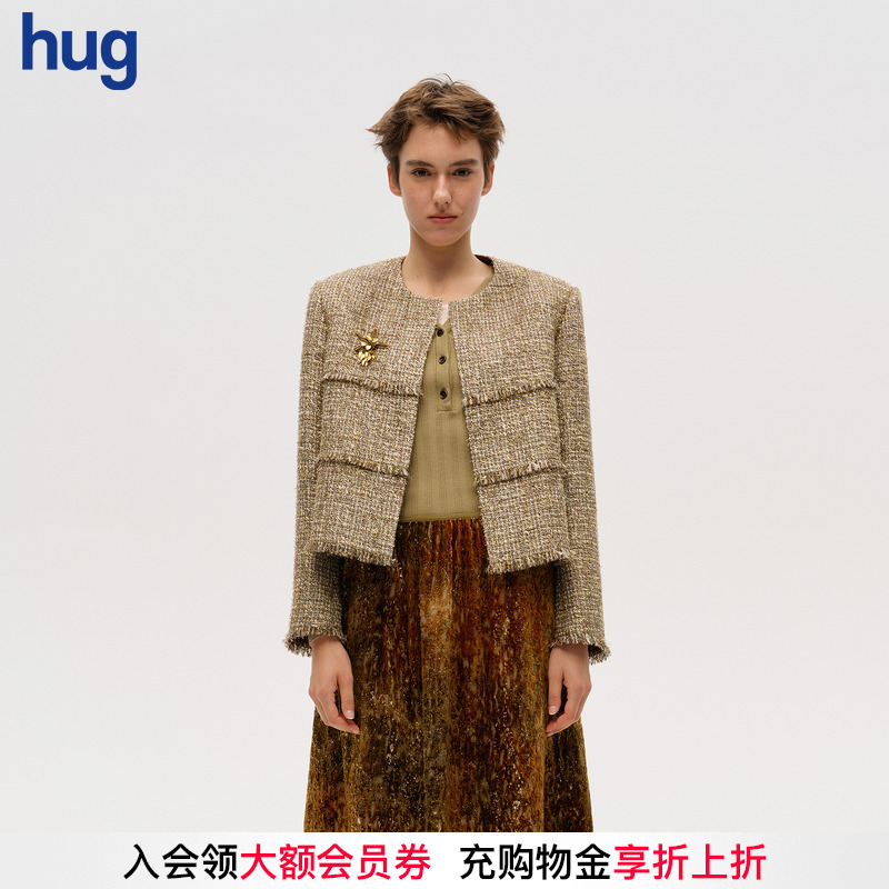 ICEDUST新款小香风分割拉毛外套