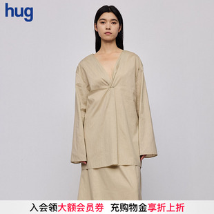 2025早春新款 hug 純色淺焦糖紐結上衣 RUOHAN