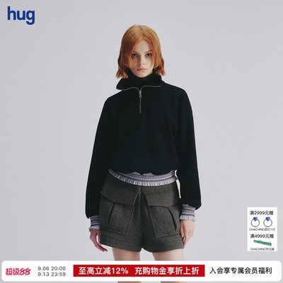 JUNWEILIN司马克抽皱拉链卫衣
