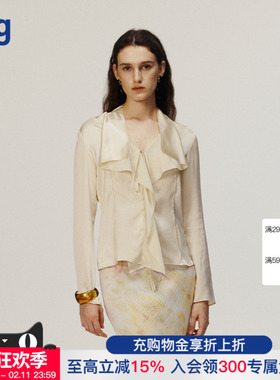 【AETNA PROJECT】hug 2025香槟黄修身垂褶衬衣