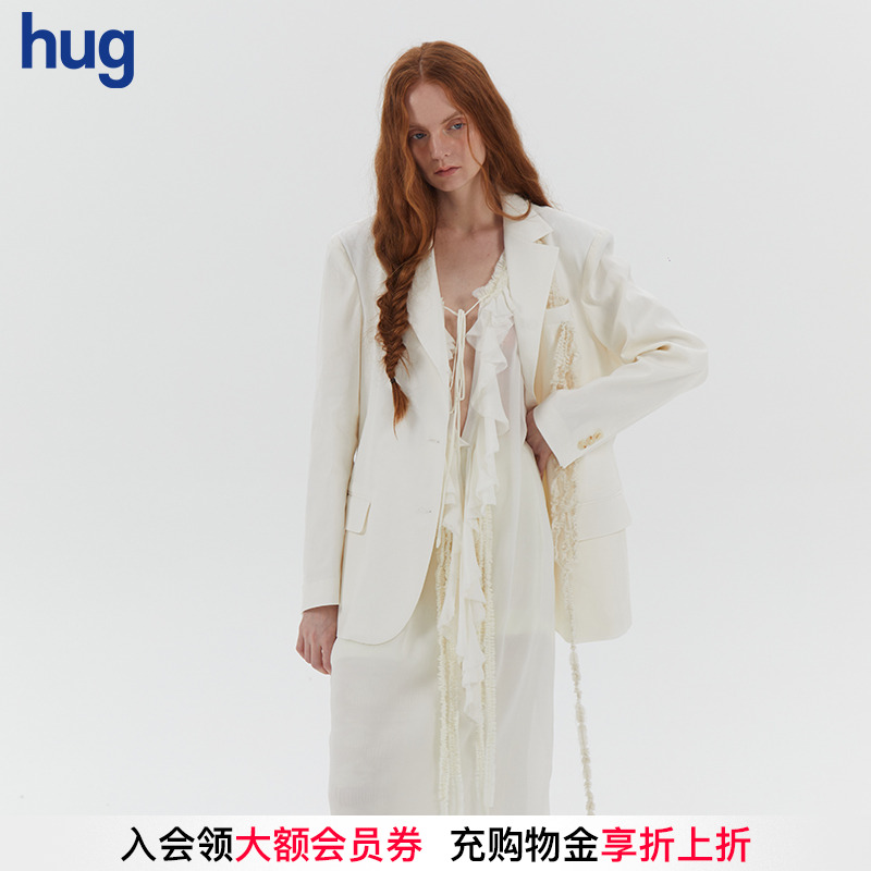 限时6折【ASSIGNMENTS】hug 2025春夏新款亚麻西装外套