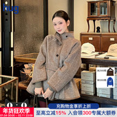 灰褐色毛绒高领中长款 外套 hug 2025秋冬新款 AETNA PROJECT