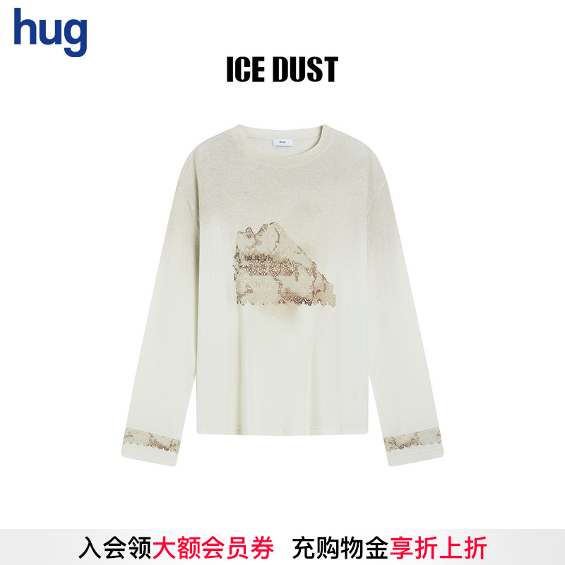 ICEDUST脏染蕾丝长袖卫衣T恤