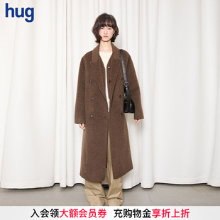 新羊绒羊毛翻领双排扣大衣长款 hug NOTES 外套 BOTTOM