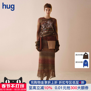 【SWAYING Knit】hug 2026早春新款条纹渐变浮线连衣裙