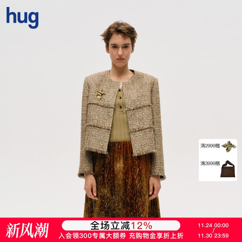 ICEDUST新款小香风分割拉毛外套