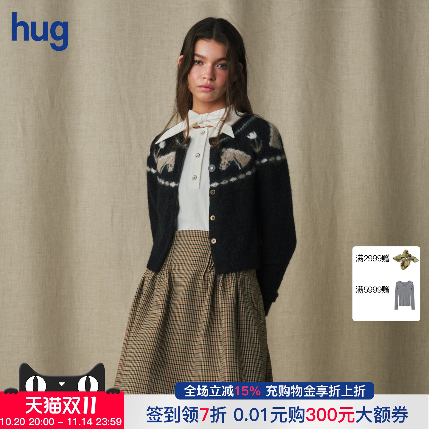 【MARCHEN】 hug2025秋冬新款长袖和平小马开衫回转企鹅开衫