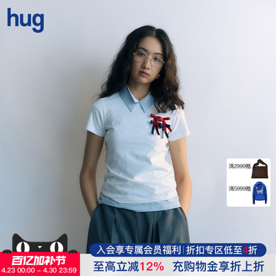 【AO YES 凹是】hug 2026春夏新款盘扣蝴蝶结装饰T恤