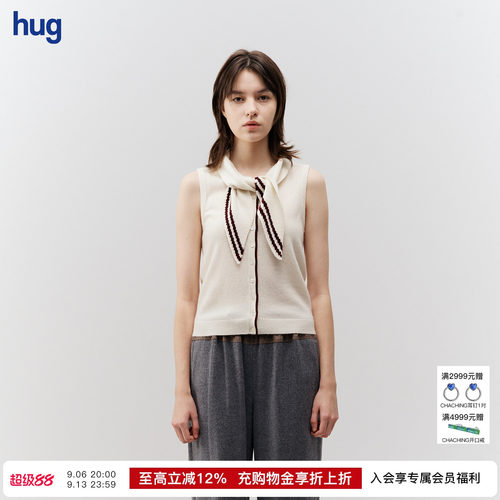 CUDDLEUP羊绒系带领片针织背心