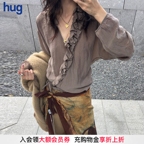 ICEDUST新款不对称荷叶边领衬衫