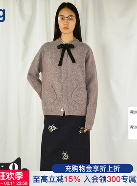 【AO YES 凹是】hug 2026早春新款盘扣长袖毛衣羊毛蝴蝶结开衫