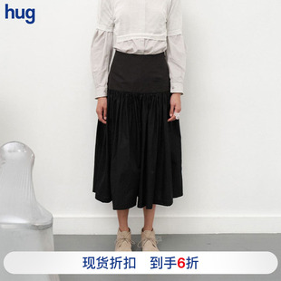 百褶裙裤 hug 褶皱高腰阔腿裙裤 AMOMENTO