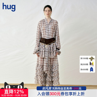 Cello 系带荷叶边长袖 Sonata 2025秋冬新款 人丝蛋糕连衣裙 hug