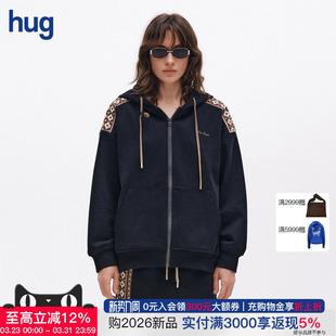 2026春夏新款 hug DUST 钉珠织带连帽卫衣外套 ICE