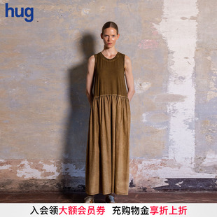 hug 2026春夏新款 复古圆领做旧连衣裙 UMAWANG