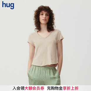 AMERICAN v領短袖 VINTAGE 2025早春新款 上衣卷邊T恤 hug