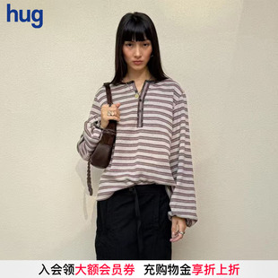 长袖 2025秋冬新款 hug 汉麻亨利领条纹T恤 COTEMP