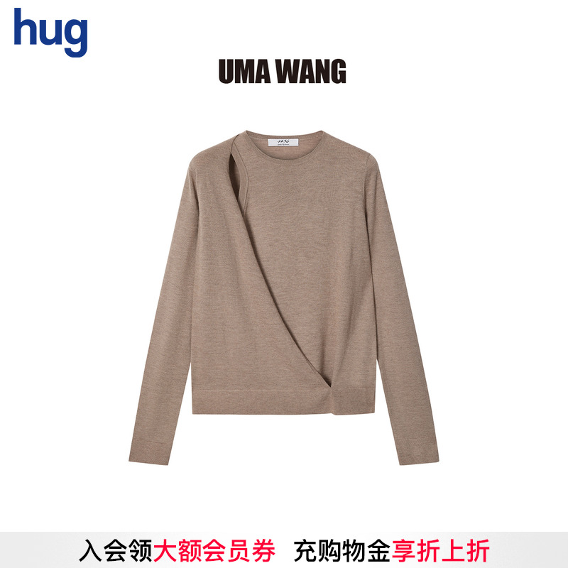 【UMAWANG】hug 2025秋冬新款复古1436合作款精仿圆领解构女套衫