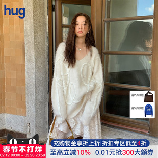 【ICE DUST】hug 2026早春新款立体麻花宽松套头毛衣icedust