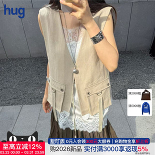 ICE 亚麻工装 DUST 2026春夏新款 系带马甲 hug