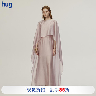 2025粉丁香色披肩式 hug AETNA 不规则丝质礼服连衣裙 PROJECT