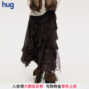 2025秋冬新款 hug DUST 半身裙层叠荷叶边长半裙icedust ICE