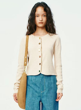 【XUZHI】hug 2026早春新款纽扣装饰羊驼混纺针织开衫