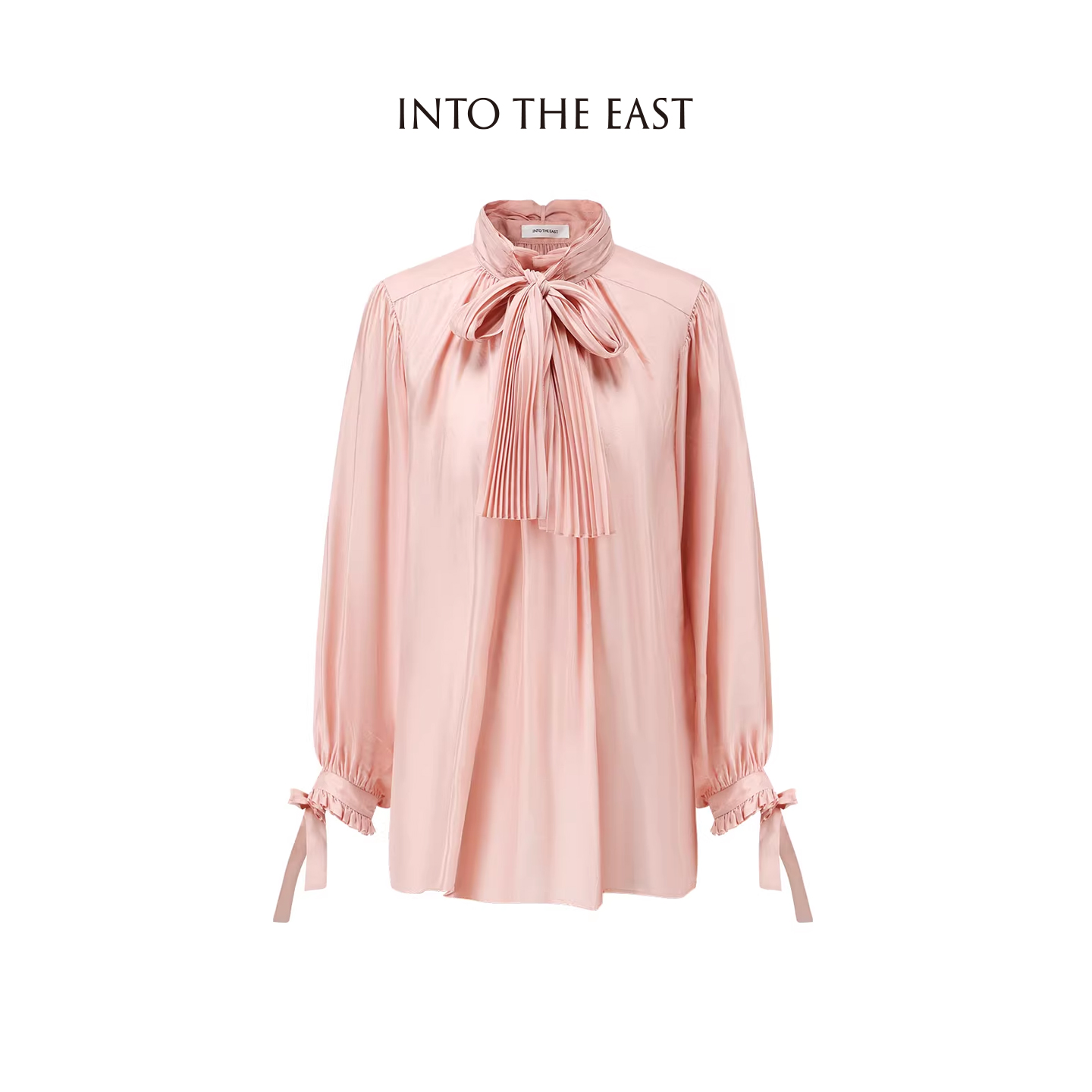 INTOTHEEAST粉色系带真丝上衣