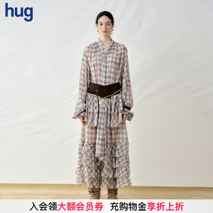 Cello 系带荷叶边长袖 Sonata 2025秋冬新款 人丝蛋糕连衣裙 hug