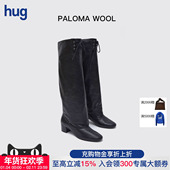 2025新牛皮高跟系带长筒靴堆堆靴子 hug PALOMA WOOL西班牙
