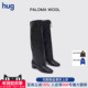 2025新牛皮高跟系带长筒靴堆堆靴子 hug PALOMA WOOL西班牙