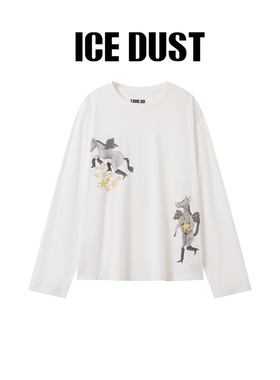 【ICE DUST】hug 2025秋冬新款小马印花长袖T恤icedust