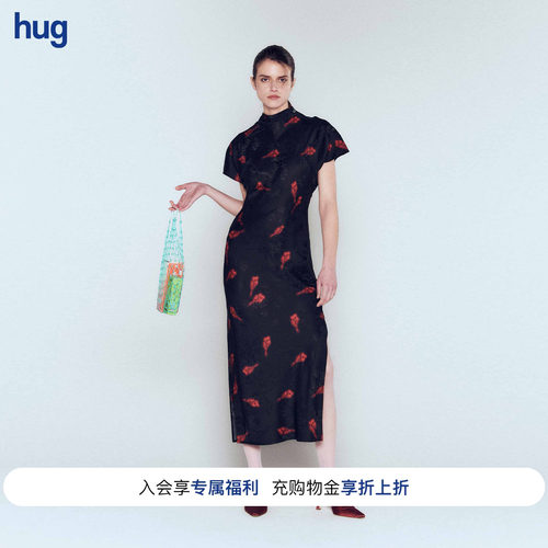 SAMUELGuiYANG复古红影连衣裙