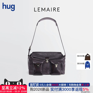 深貂棕色牛皮革多口袋手提包小号大号装 新款 hug 备包 LEMAIRE