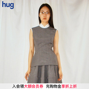 凹是 YES hug 2025秋冬新中式 瑟曼上衣 拼接收腰无袖