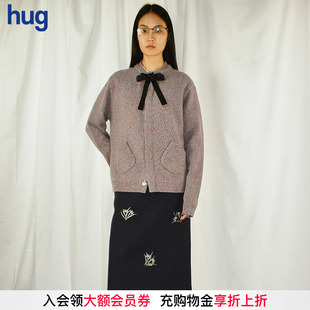 凹是 YES hug 2026早春新款 毛衣羊毛蝴蝶结开衫 盘扣长袖