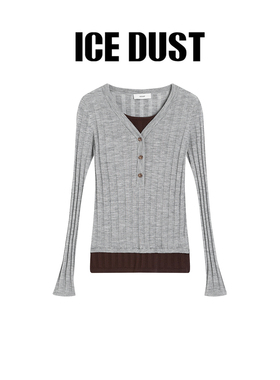 【ICEDUST】hug 2025秋冬新款长袖绵羊毛假两件打底衫icedust