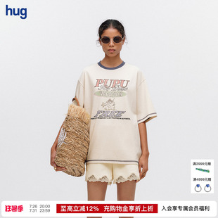 【ICE DUST】hug 2026早秋新款噗噗的假日印花主题T恤
