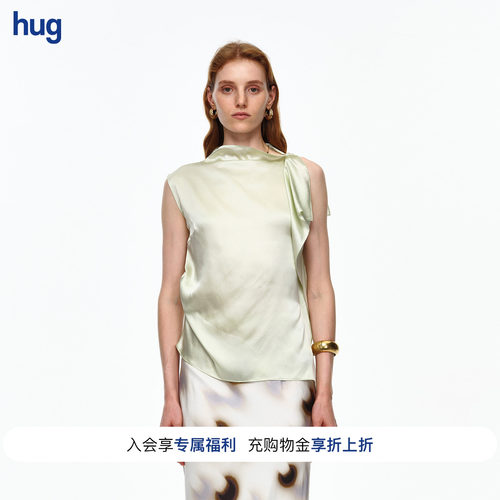 【AETNA PROJECT】hug 2026夏季新款薄荷绿荷叶边褶裥无袖上衣