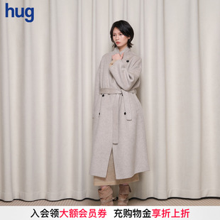 2025秋冬新燕麦大翻领束腰羊毛长款 hug NOTES 大衣外套 BOTTOM