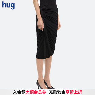 hug LANG 2025纯色不对称褶饰半裙 HELMUT