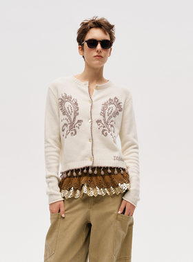 【ICEDUST】hug 2026早春新款腰果花球球毛衣开衫icedust