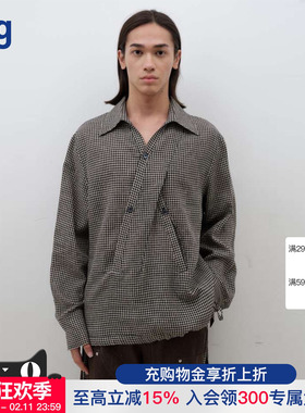 【NULLUS】hug 2026早春新款格纹系带长袖衬衫